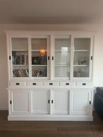 Witte buffetkast met glazen schuifdeuren, Huis en Inrichting, Kasten | Buffetkasten, Gebruikt, 200 cm of meer, Ophalen of Verzenden
