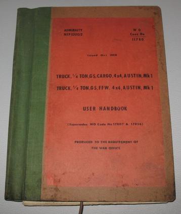 User handbook handleiding jeep army truck austin Mk1 1958  beschikbaar voor biedingen