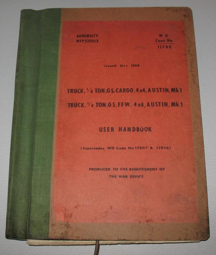User handbook handleiding jeep army truck austin Mk1 1958, Auto diversen, Handleidingen en Instructieboekjes, Ophalen of Verzenden