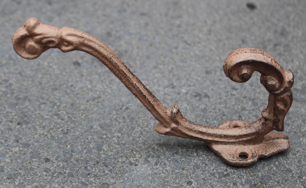 Sierlijke gietijzeren kapstokhaak bruin KH711, Robanjer, Wandhaken, Nieuw, Ophalen of Verzenden