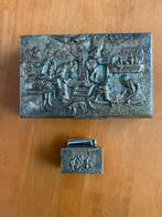 Sigarendoos en bijbehorende aansteker, verzilverd, Ophalen of Verzenden, Zilver