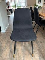 3 Zwarte Kuipstoelen met Gouden Accenten, Huis en Inrichting, Stoelen, Ophalen, Gebruikt, Drie, Zwart