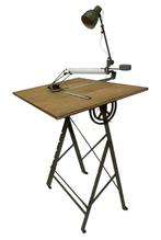 Vintage Tekentafel Drawing table Jaren 50 Design Staal, Gebruikt, Minder dan 130 cm, Ophalen