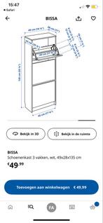 2 BISSA schoenenkast 3 vakken - Zo goed als nieuw!, Ophalen of Verzenden, Zo goed als nieuw