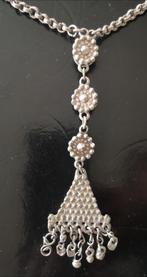 Bijz. oude metalen kettinghanger symbolen 12 cm. Met ketting, Overige materialen, Gebruikt, Ophalen of Verzenden, Kruis of Symbool