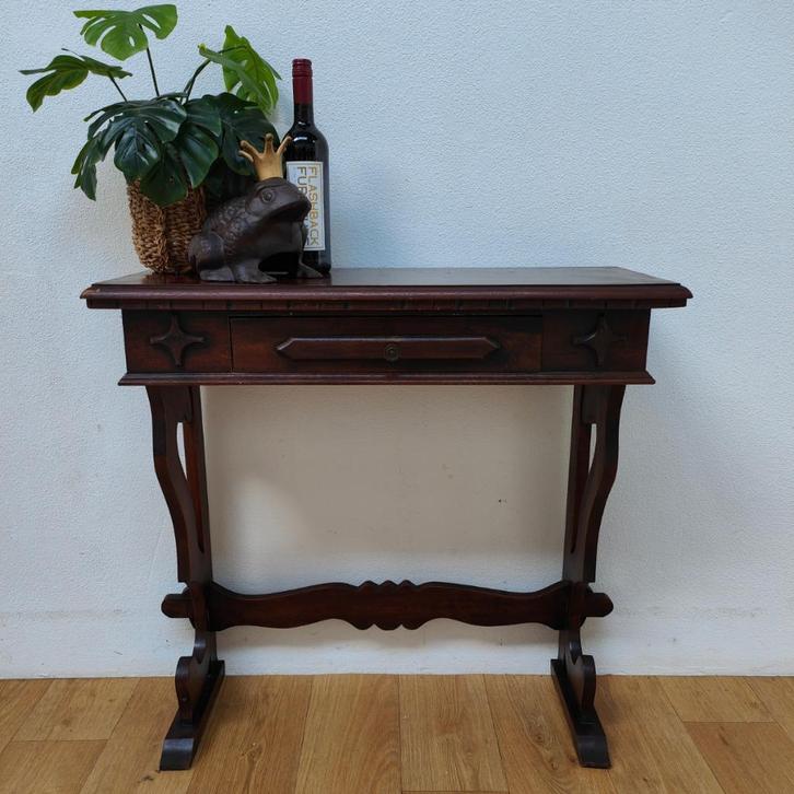 Vintage landelijke sidetable, muurtafel, bijzettafel 204, Huis en Inrichting, Tafels | Sidetables, Gebruikt, Ophalen of Verzenden