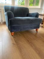 Donkerblauwe velver fauteuil stoel, Huis en Inrichting, Banken | Sofa's en Chaises Longues, Ophalen, Eenpersoons, 75 tot 100 cm
