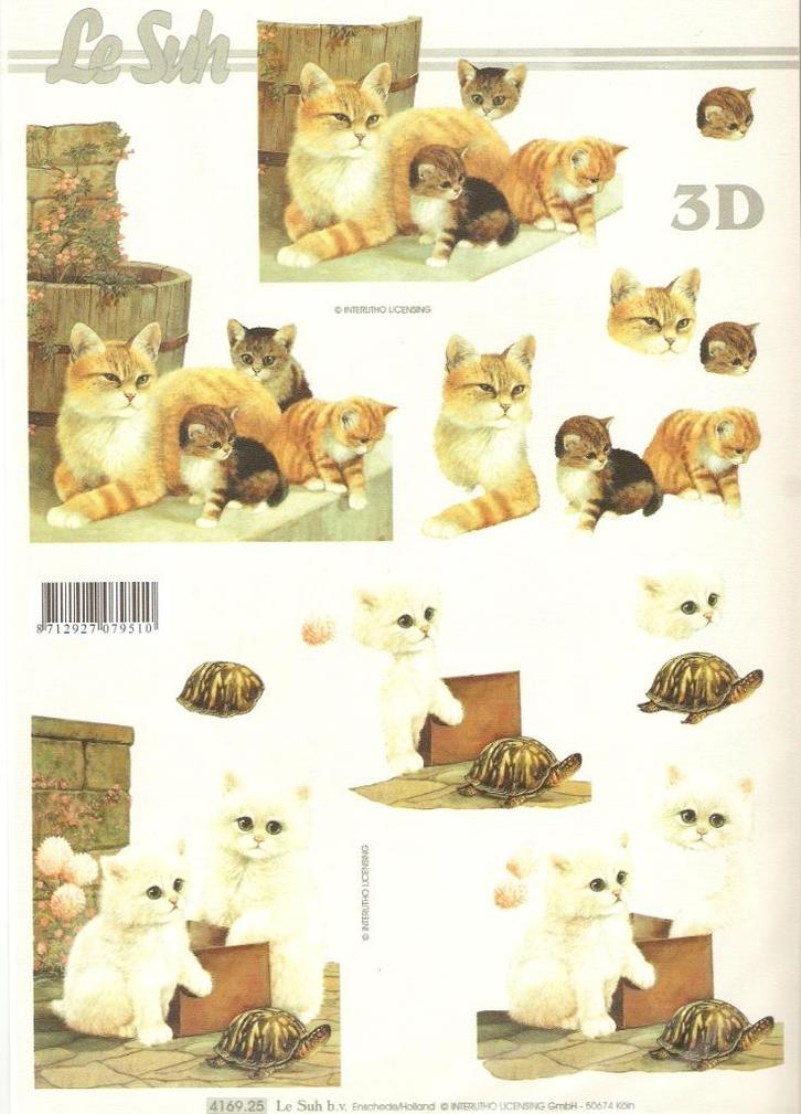 d22 knipvel le suh 4169.25 poezen, Hobby en Vrije tijd, Kaarten | Zelf maken, Nieuw, Knipvel, Dieren, Ophalen of Verzenden