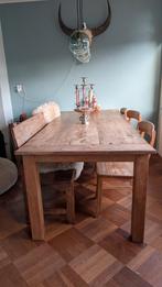 Grote eettafel, teak, met bank., Ophalen of Verzenden, Gebruikt