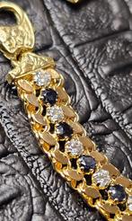 Prachtige 14k gouden armband met onyx en zirkonia steen, Sieraden, Tassen en Uiterlijk, Ophalen of Verzenden, Nieuw, Goud, Goud