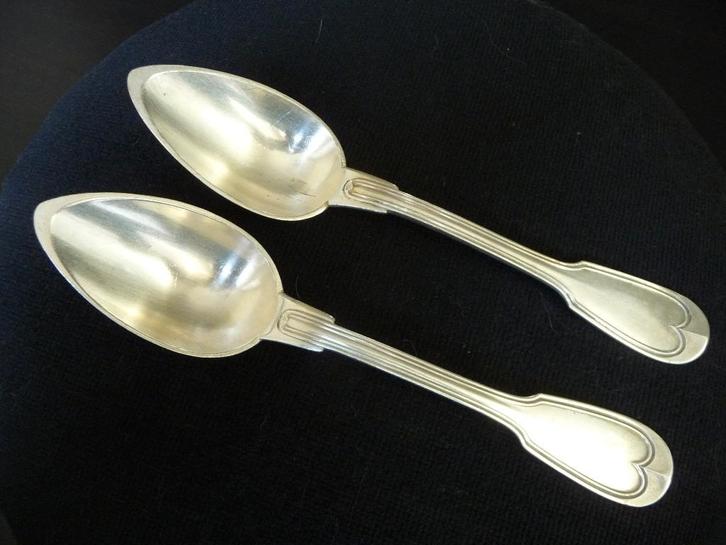 Löwenthal&Co Augsburger Faden verzilverde diner/soep lepels, Antiek en Kunst, Antiek | Bestek, Ophalen