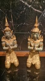 Thaise bronzen tempelwachters verguld teppanom, Ophalen of Verzenden