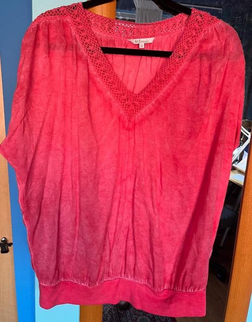 luchtig rozerood M&S zomertuniekje 42/44 zgan, Kleding | Dames, Blouses en Tunieken, Zo goed als nieuw, Maat 42/44 (L), Wit, Verzenden