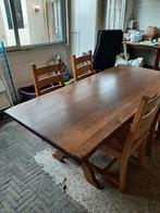 Grote eiken eettafel met 4 stoelen, Huis en Inrichting, Complete eetkamers, Ophalen, Gebruikt, 4 tot 6 stoelen