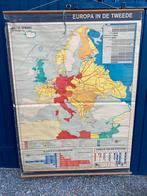 Oude linnen schoolkaart landelijk Duitse Opmars, Verzamelen, Ophalen of Verzenden