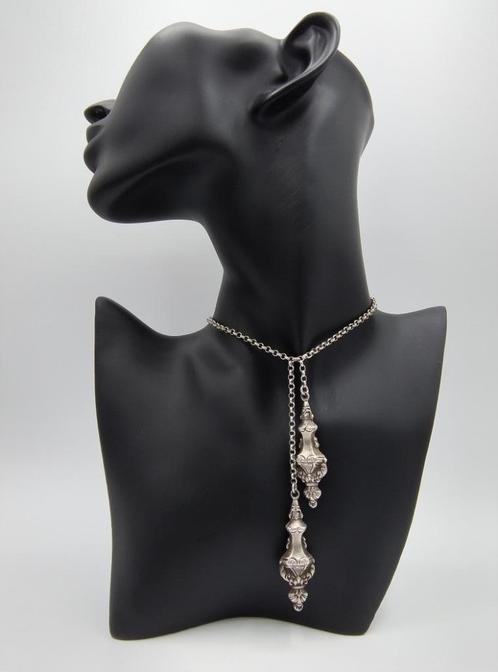 Zilveren jasseronketting met breidoppen, 835, Sieraden, Tassen en Uiterlijk, Antieke sieraden, Ketting, Zilver, Verzenden