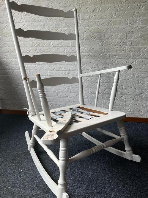 Schommelstoel, Huis en Inrichting, Stoelen, Gebruikt, Eén, Hout, Wit, Ophalen