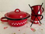 Emaille pan rood polkadot brocante, Antiek en Kunst, Antiek | Emaille, Ophalen of Verzenden