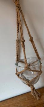 Macrame hanger met glazen pot, Tuin en Terras, Bloempotten, Ophalen, Overige materialen, Rond, Zo goed als nieuw
