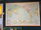 Antieke schoolplaat wereldkaart wereld 150 x 210 cm, Ophalen, Aardrijkskunde