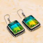 Mooie 925 zilveren oorbellen tweekleuren toermalijn kleur, Met kristal, Hangers, Nieuw, Ophalen of Verzenden