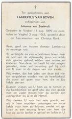 Lambertus van Boven 1899 Veghel + 1965 Veghel, 65 jaar, Verzamelen, Verzenden, Bidprentje