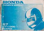 Honda VT1100C1 Shadow Instruktieboekje Engels 1987, Motoren, Ophalen of Verzenden, Honda