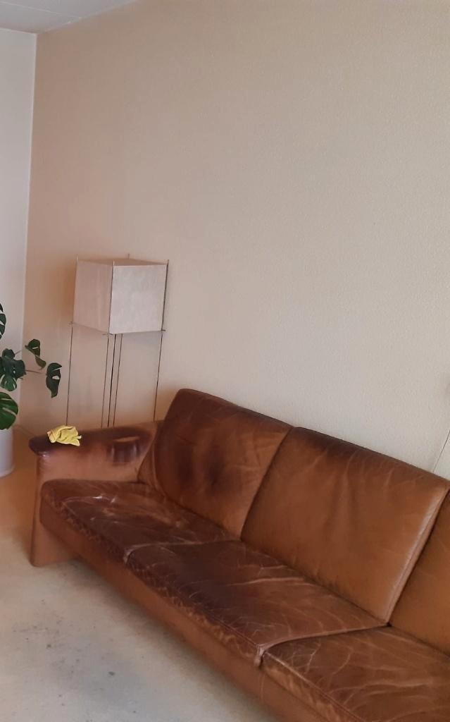 Leren bank gratis af te halen, Huis en Inrichting, Banken | Bankstellen, Gebruikt, Rechte bank, Driepersoons, 250 tot 300 cm, 75 tot 100 cm