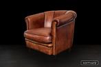 Clubchair England in antique schaapsleer, Ophalen of Verzenden, Zo goed als nieuw, 75 tot 100 cm, Leer