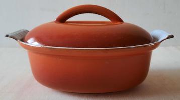 Vintage Dru klein ovaal oranje pannetje beschikbaar voor biedingen
