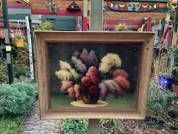 Prachtig stilleven van  seringen, Antiek en Kunst, Kunst | Schilderijen | Klassiek, Ophalen of Verzenden