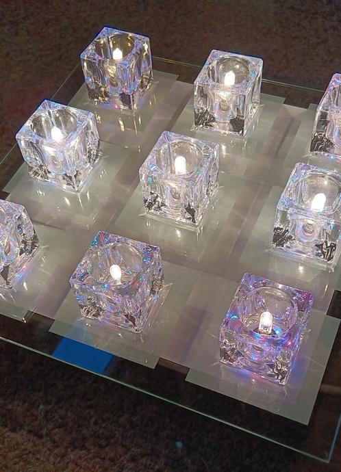 Vintage icecube WOFI plafonniere met led lampjes, Huis en Inrichting, Lampen | Tafellampen, Gebruikt, Minder dan 50 cm, Glas, Kunststof