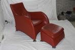 Originele Montis Gerard vd Berg Leren Loge Fauteuil + Hocker, 75 tot 100 cm, Design Klassieker, Leer, 75 tot 100 cm