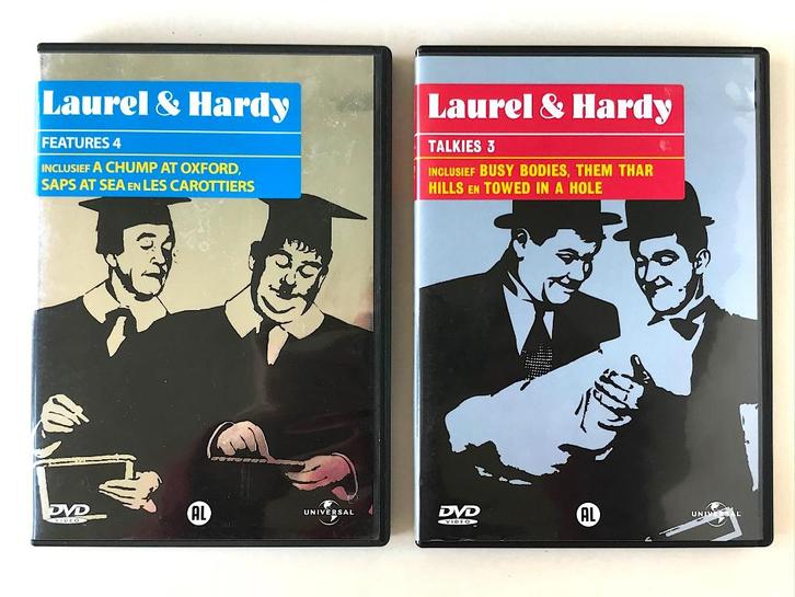 Laurel & Hardy, 2 x DVD: Features 4 en Talkies 3, Cd's en Dvd's, Dvd's | Komedie, Zo goed als nieuw, Actiekomedie, Boxset, Alle leeftijden