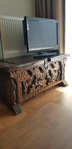 Spaanse dekenkist houtsnijwerk, Ophalen, 50 tot 100 cm, Zo goed als nieuw, 25 tot 50 cm