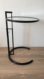 Verstelbare glazen bijzettafel – Eileen Gray stijl, Minder dan 55 cm, Gebruikt, Rond, Glas