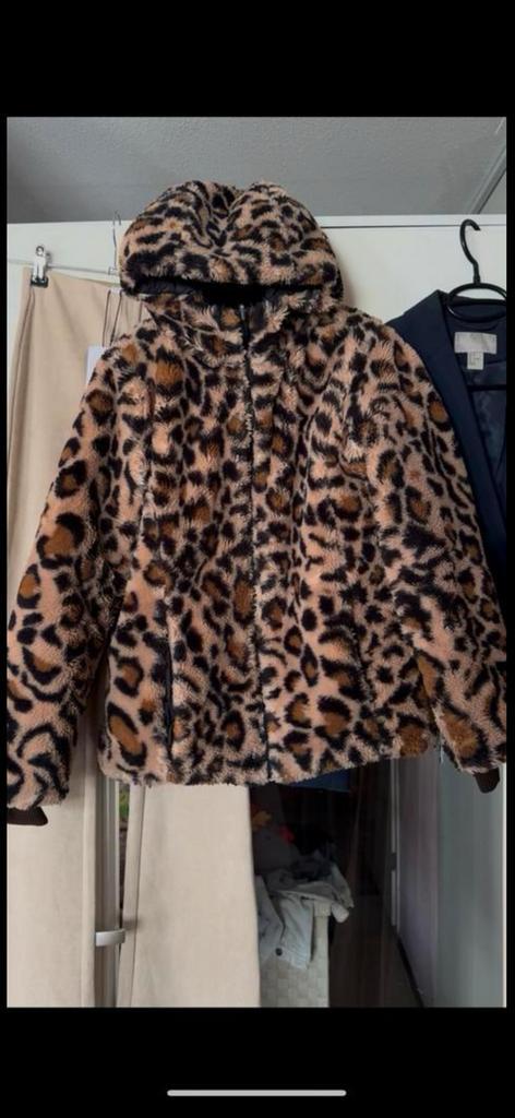 Dubbelzijdige bontjas bont fake fur jas panter luipaard S, Kleding | Dames, Jassen | Winter, Zo goed als nieuw, Maat 36 (S), Bruin