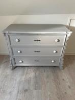 Brocante Landelijke Grijze Commode met 3 Laden, Ophalen, Gebruikt, 100 tot 150 cm, 3 of 4 laden
