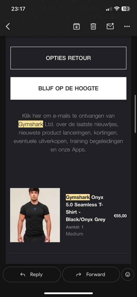 Gymshark Onyx Black Shirt - Maat M, Kleding | Heren, T-shirts, Zo goed als nieuw, Maat 48/50 (M), Zwart, Ophalen of Verzenden