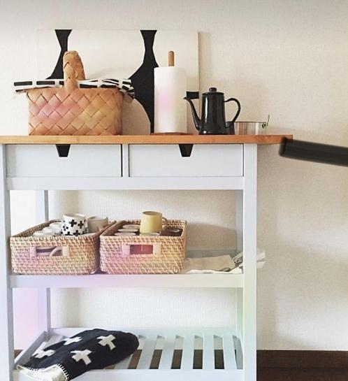GEZOCHT! Trolley Ikea wit onderstel houten blad, Huis en Inrichting, Keuken | Keukenelementen, Minder dan 100 cm, 50 tot 100 cm