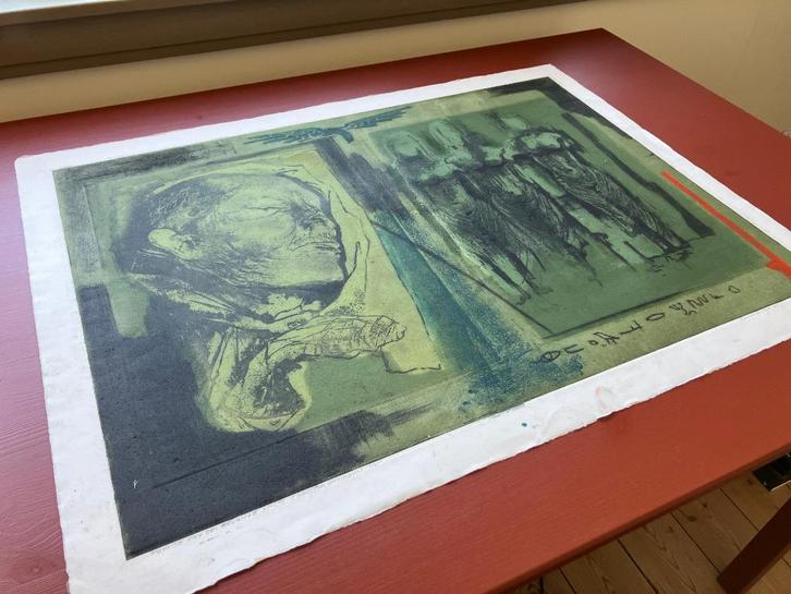 Ets Ru van Rossem - Tombe van de eeuwige stilte, Antiek en Kunst, Kunst | Etsen en Gravures, Ophalen of Verzenden