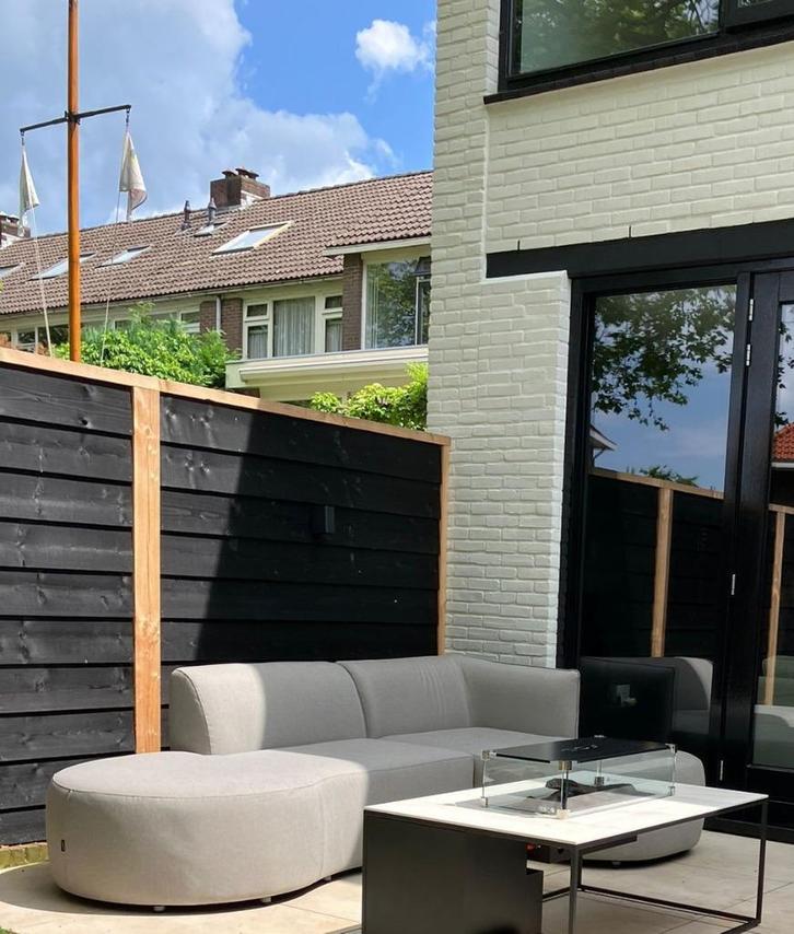 Organische loungebank + Cosi vuurtafel (i.o.m. los te koop), Tuin en Terras, Tuinsets en Loungesets, Zo goed als nieuw, Tuinset
