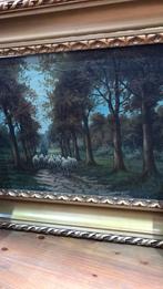 Mooi oud schilderij schapen met een herder., Antiek en Kunst, Kunst | Schilderijen | Klassiek, Ophalen of Verzenden