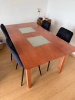 Eettafel met 4 Stoelen, Ophalen, Gebruikt, 100 tot 150 cm, Glas