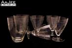 6 Gegraveerde Verrerie Doyen glaasjes - Kristal - Art Deco, Antiek en Kunst, Antiek | Glas en Kristal, Ophalen of Verzenden