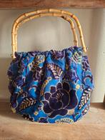 Vintage Bamboe Beugel Tas - Stoffen Handtas, Ophalen of Verzenden
