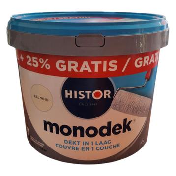 Histor Monodek 10L + 2.5L RAL9010 Latex +/- 125m2 NIEUW | On beschikbaar voor biedingen