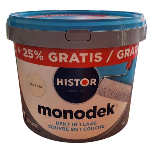 Histor Monodek 10L + 2.5L RAL9010 Latex +/- 125m2 NIEUW | On, Doe-het-zelf en Verbouw, Schildersmaterialen, Nieuw