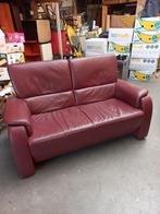 Rood leren Tweezits bank 50% korting, Ophalen, Gebruikt, 150 tot 200 cm, Tweepersoons