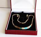 Set collier en oorbellen 14 krt goud met vuur-opaal, Sieraden, Tassen en Uiterlijk, Kettingen, ., Ophalen of Verzenden, Zo goed als nieuw